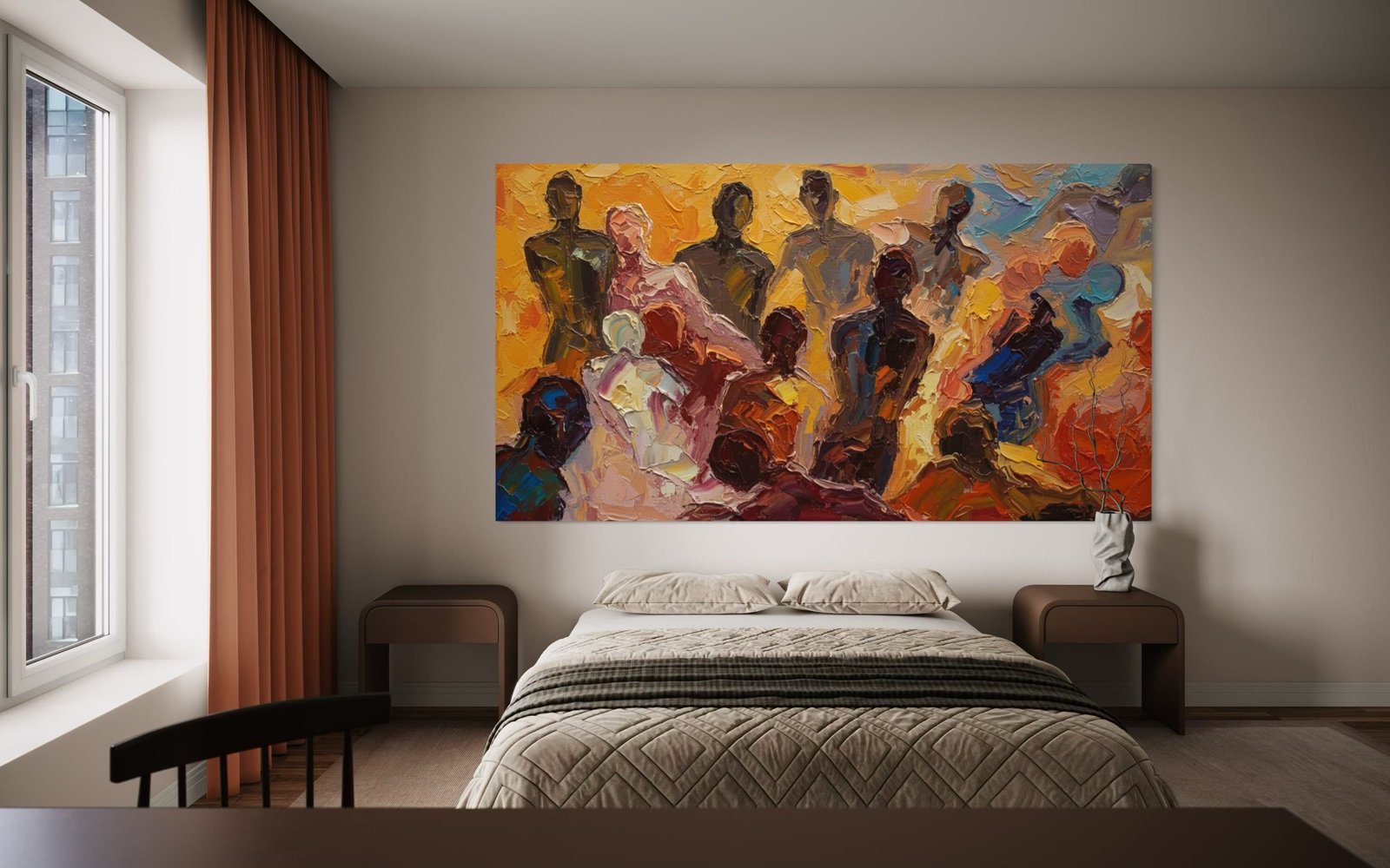 The Golden Assembly: A Vibrant Contemporary Portrait Canvas Painting