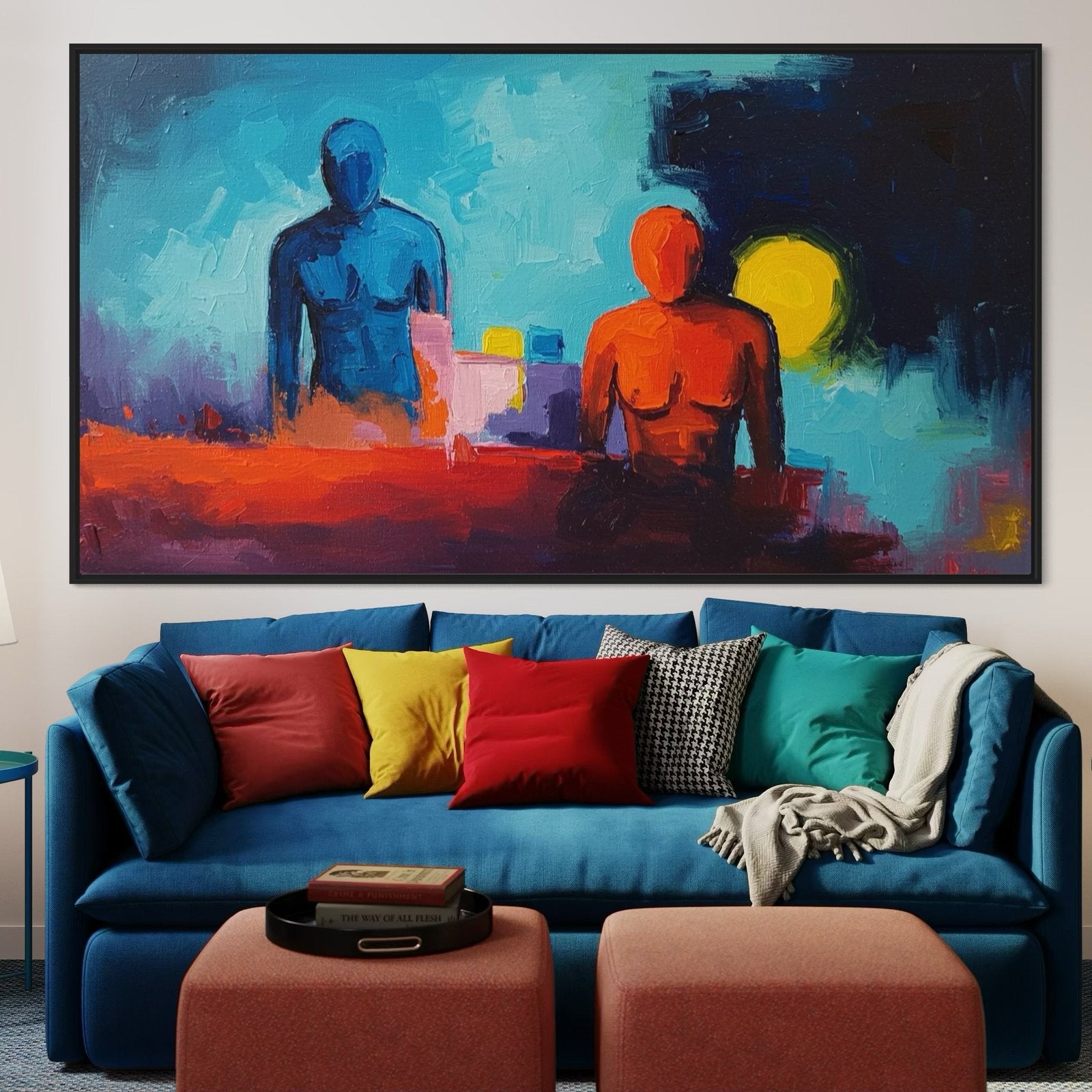 Sun and Shadow: A Vibrant Contemporary Portrait Canvas Painting