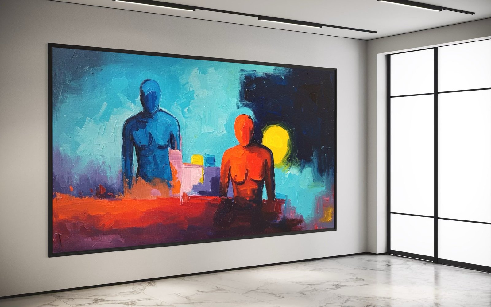 Sun and Shadow: A Vibrant Contemporary Portrait Canvas Painting
