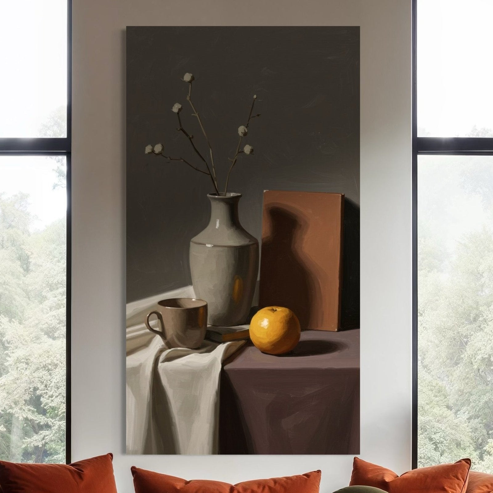 A Quiet Arrangement: A Rustic Still Life Canvas Painting for Your Kitchen