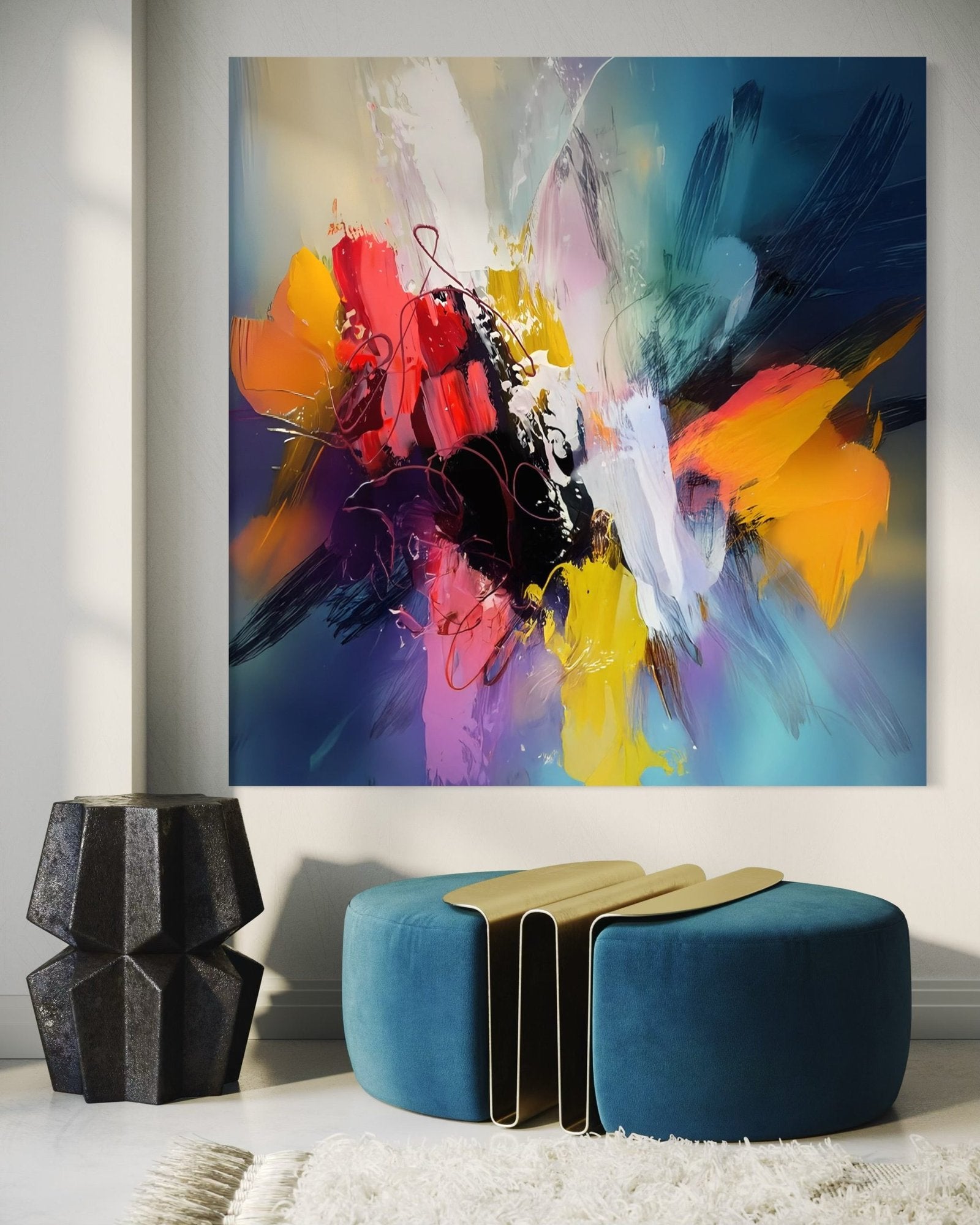 Chromatic Supernova: A Vibrant Contemporary Abstract Wall Art