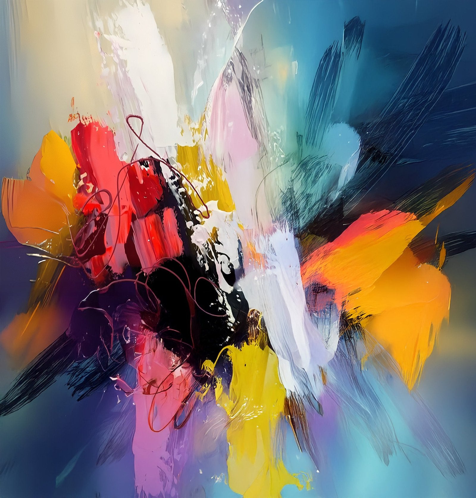 Chromatic Supernova: A Vibrant Contemporary Abstract Wall Art