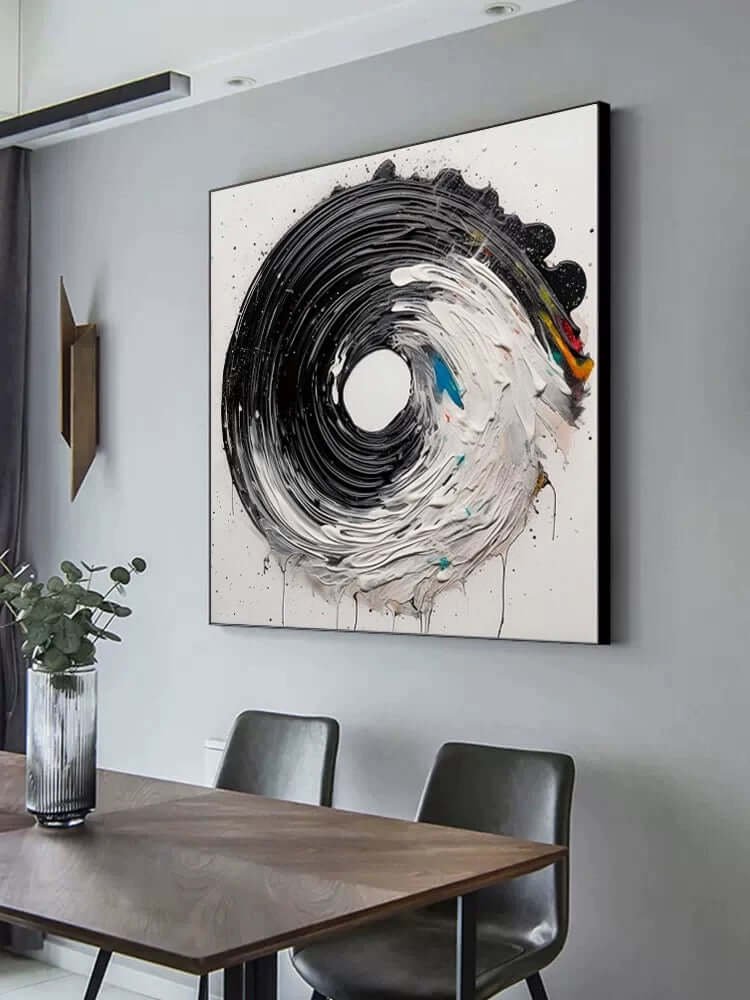 Primal Vortex: A Dynamic Contemporary Abstract Wall Art in Black and White