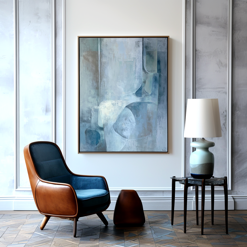 Echoes in Blue: A Serene Minimalist Abstract Wall Art for Modern Decor