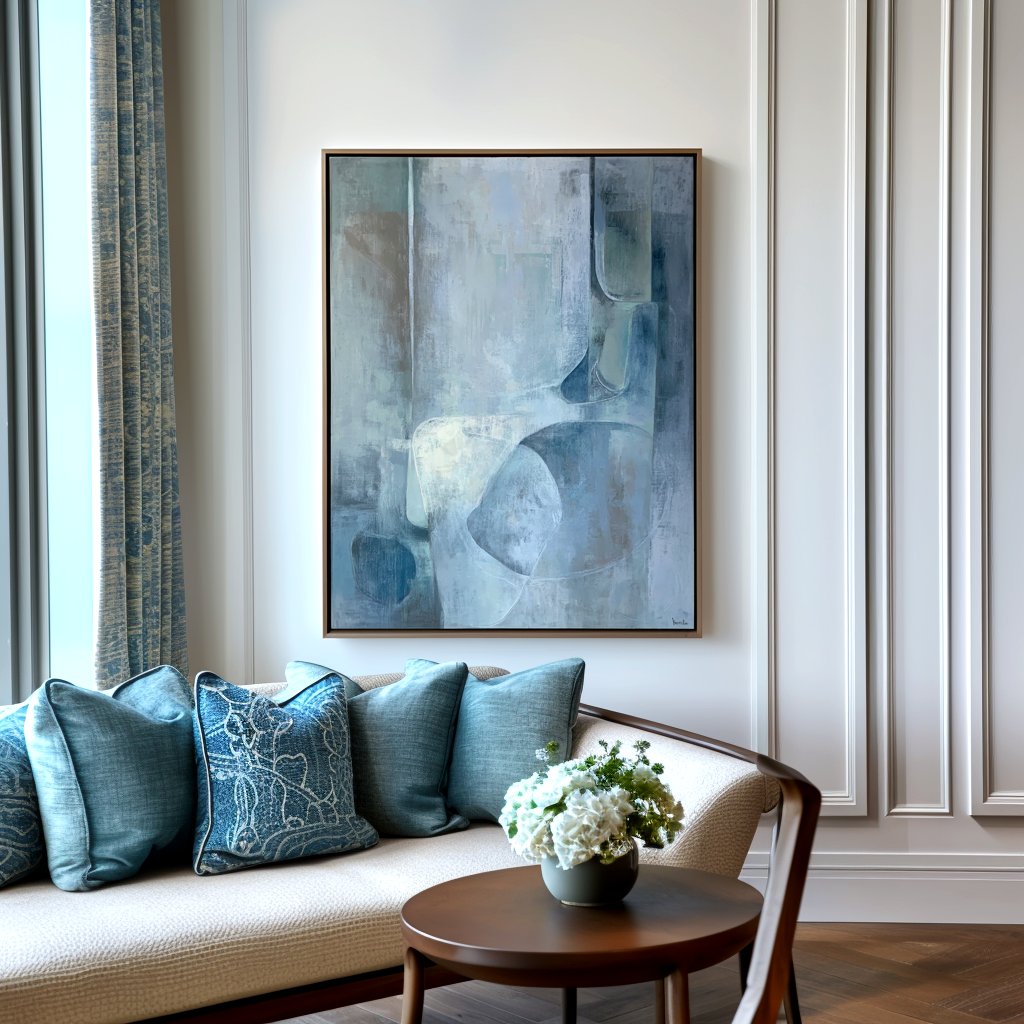 Echoes in Blue: A Serene Minimalist Abstract Wall Art for Modern Decor