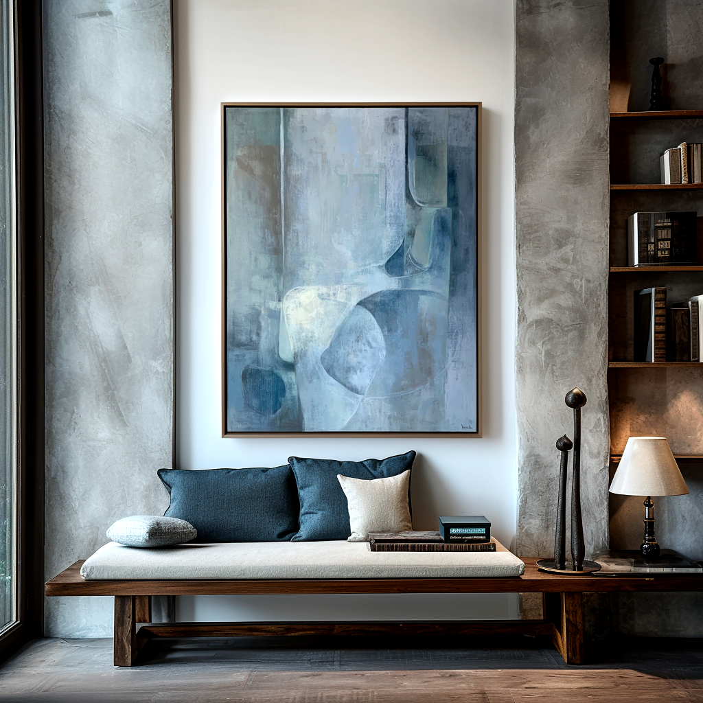 Echoes in Blue: A Serene Minimalist Abstract Wall Art for Modern Decor