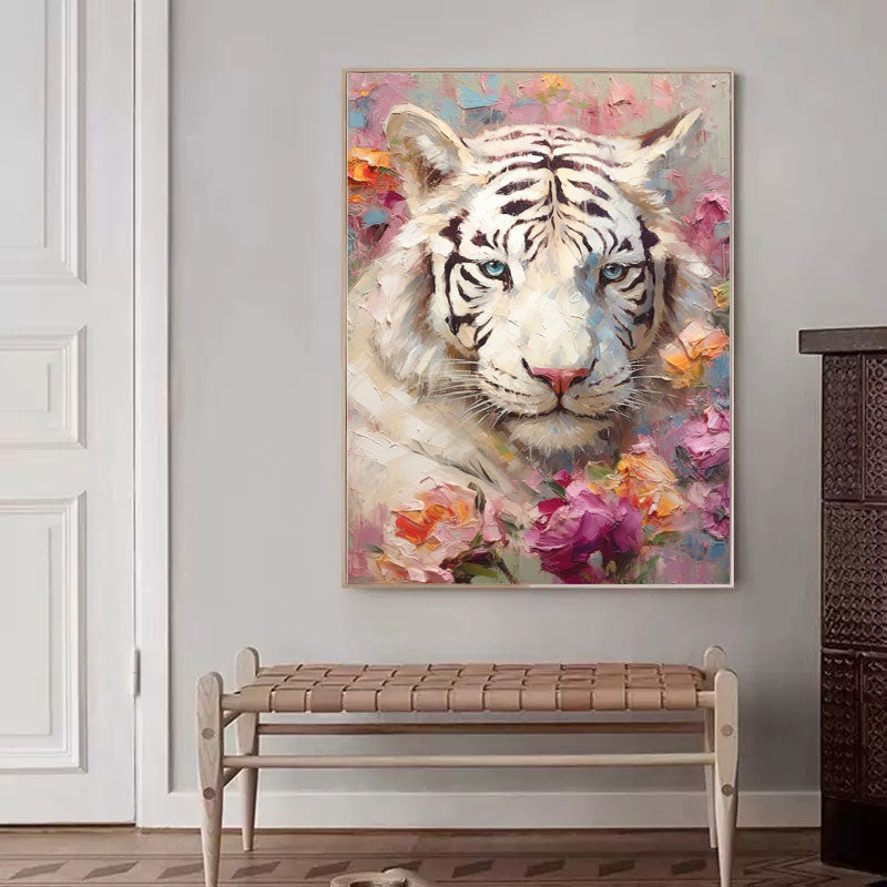 Floral Majesty: Textured Abstract Floral Paintings for Bedroom Decor