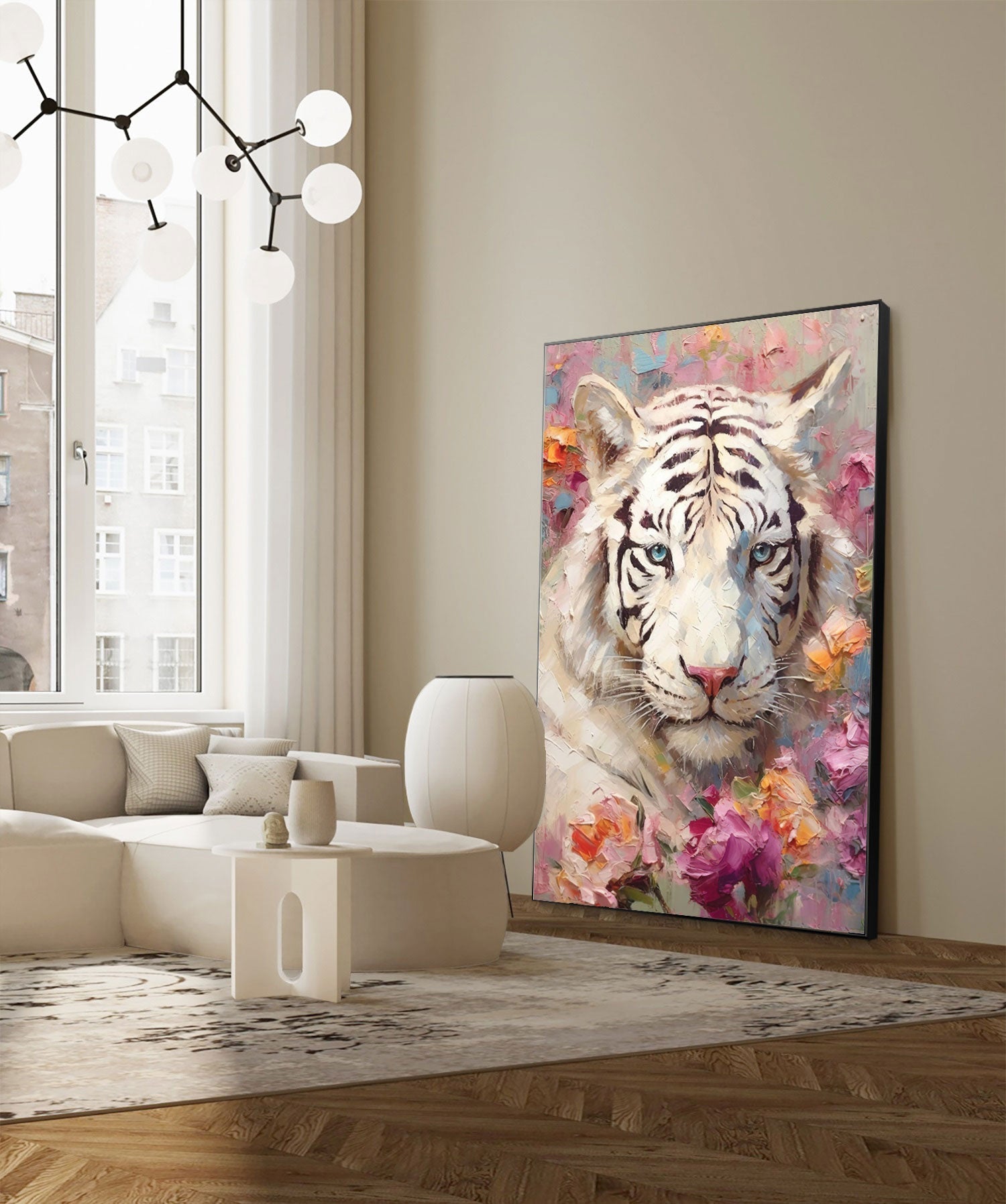 Floral Majesty: Textured Abstract Floral Paintings for Bedroom Decor