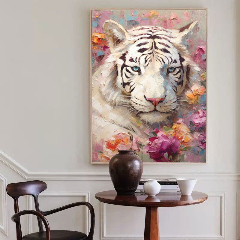 Floral Majesty: Textured Abstract Floral Paintings for Bedroom Decor