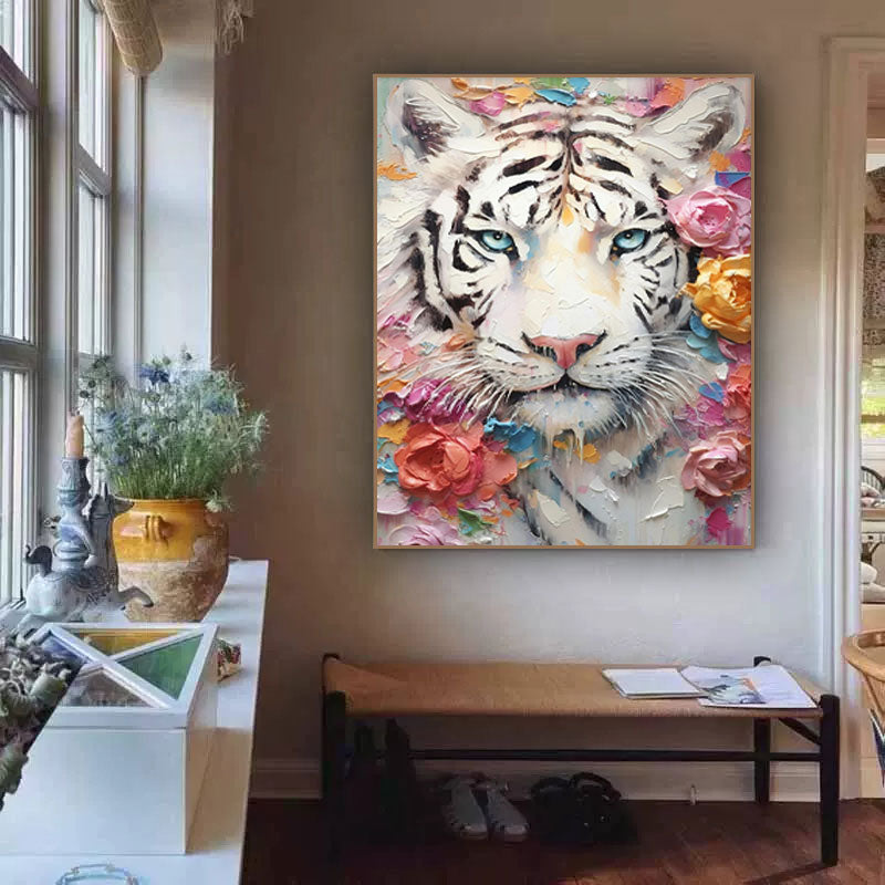 Floral Serenity: A Textured Abstract Floral Paintings for Bedroom Decor