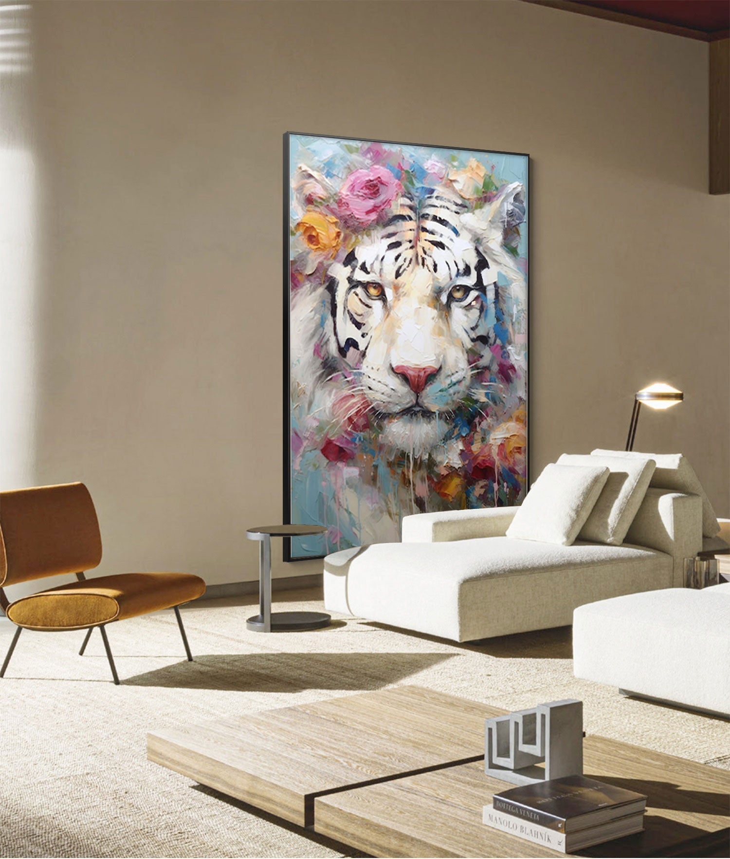 Floral Majesty: Textured Abstract Floral Paintings for Bedroom Decor