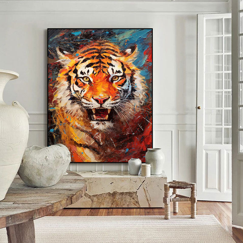 Primal Fury: An Abstract Tiger Wall Art for Modern Office Decor