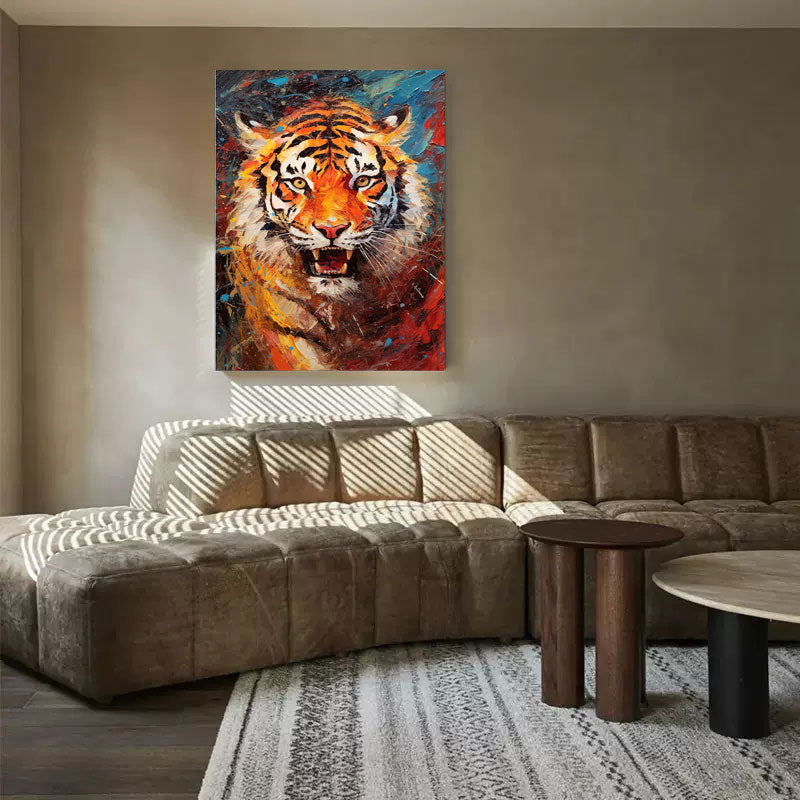 Primal Fury: An Abstract Tiger Wall Art for Modern Office Decor