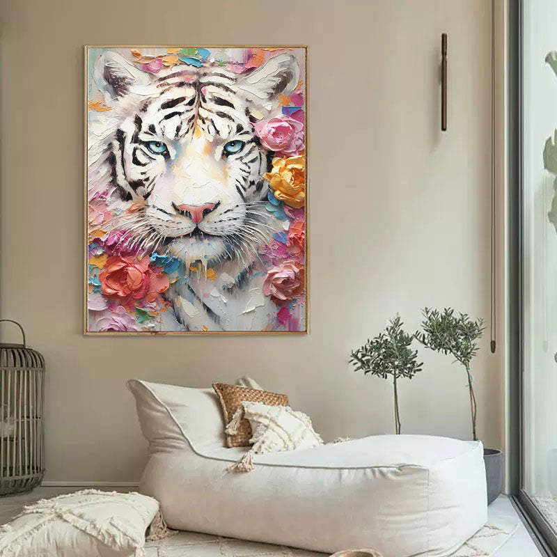 Floral Serenity: A Textured Abstract Floral Paintings for Bedroom Decor