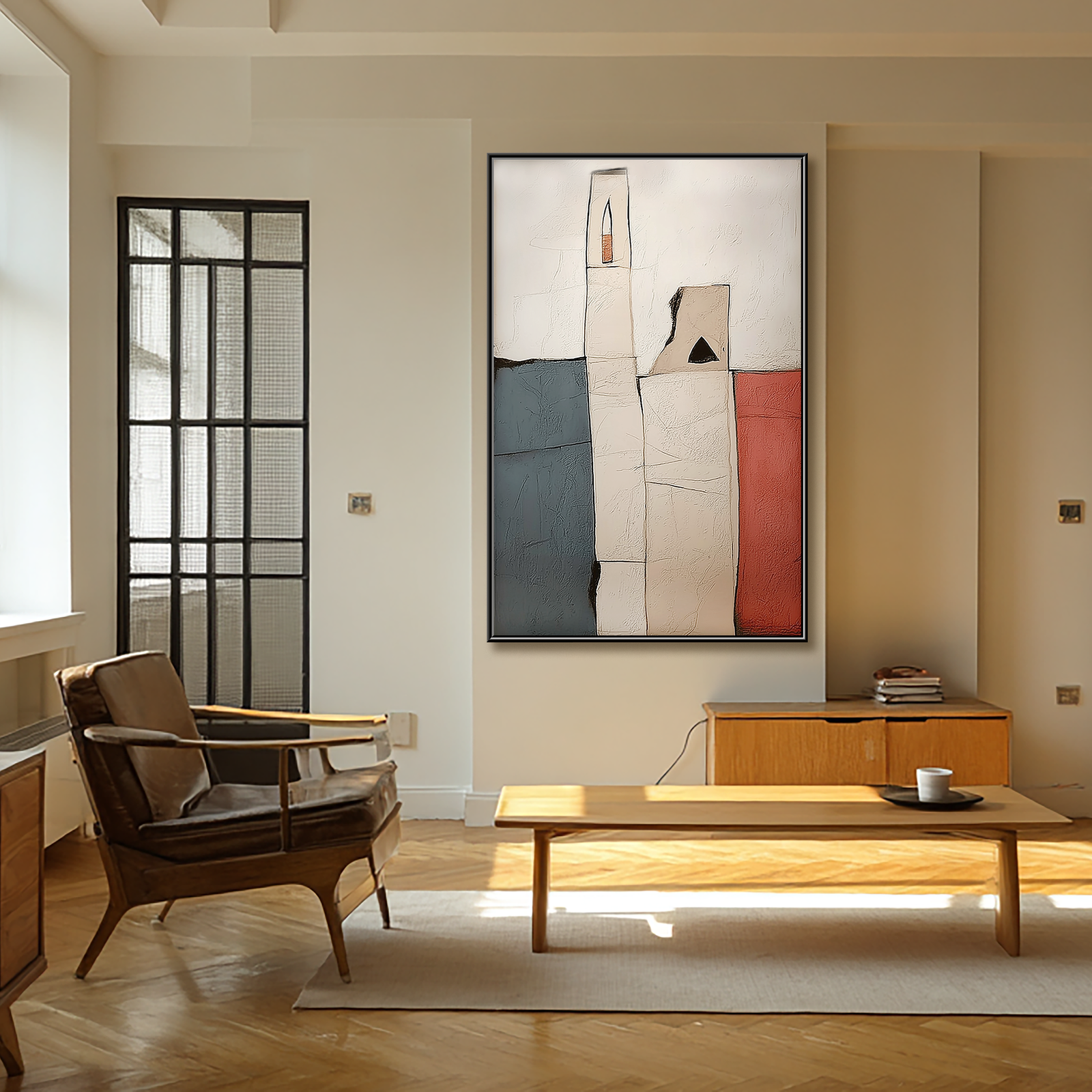 Silent Forms: Wabi Sabi Textured Minimalist Abstract Painting for Modern Home Decor