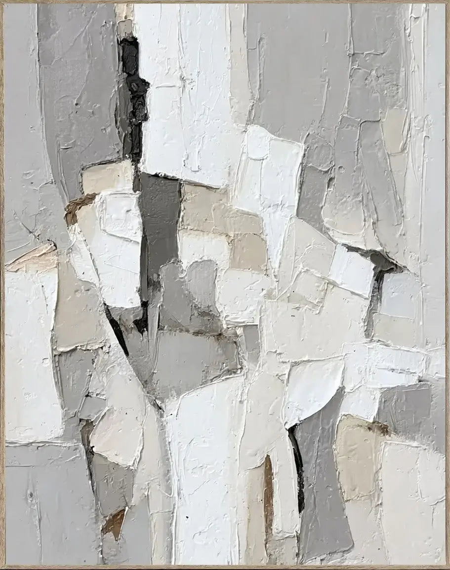 Pale Strata: Textured Neutral Abstract Painting with Wabi Sabi Layers