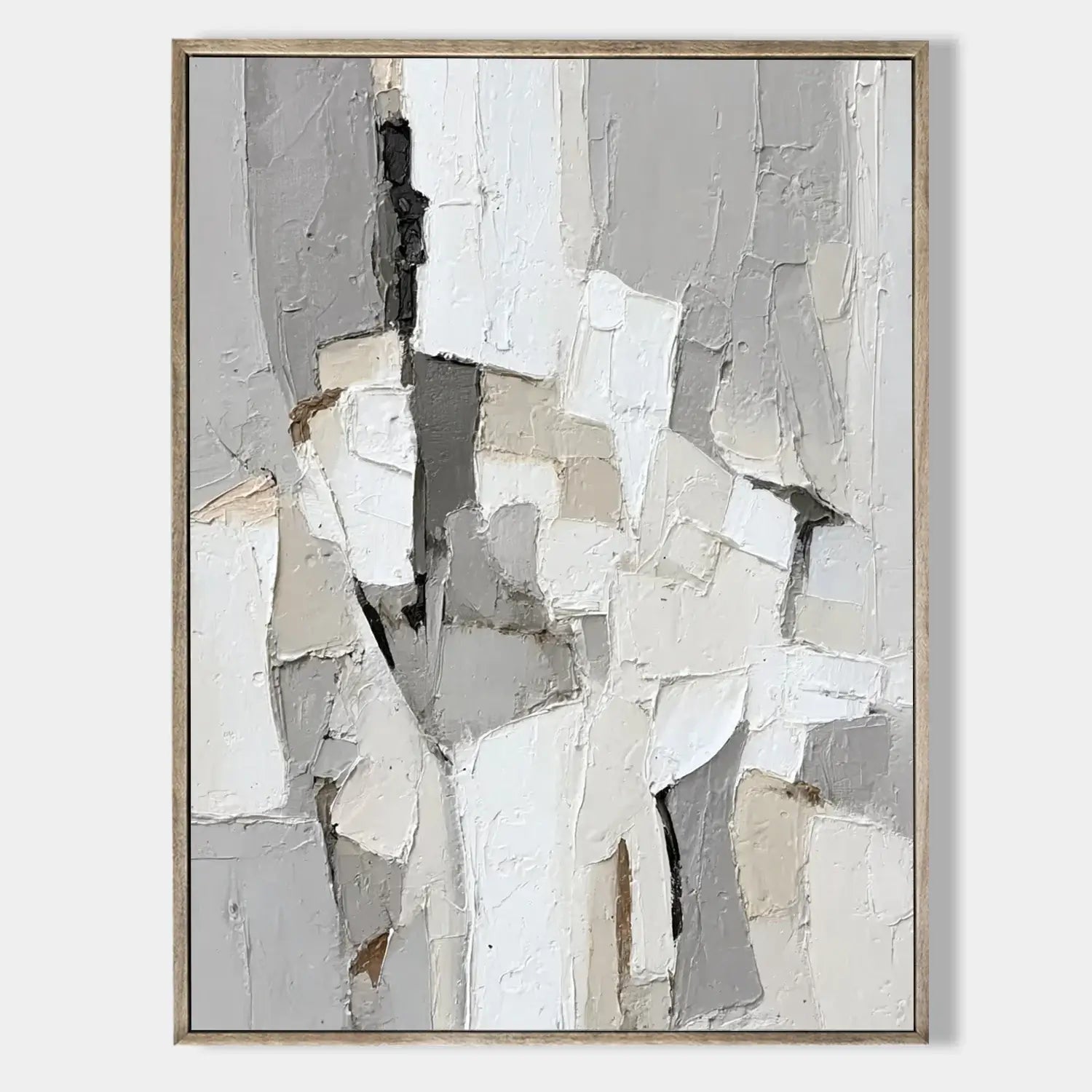 Pale Strata: Textured Neutral Abstract Painting with Wabi Sabi Layers