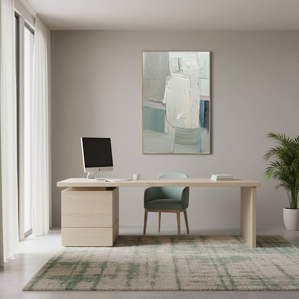 Softened Geometry: Textured Pastel Geometric Abstract Painting for Nursery Decor