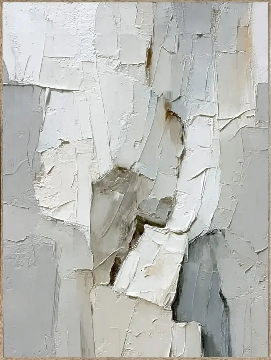 Limestone Layers: Textured Neutral Abstract Painting for Minimalist Home Decor