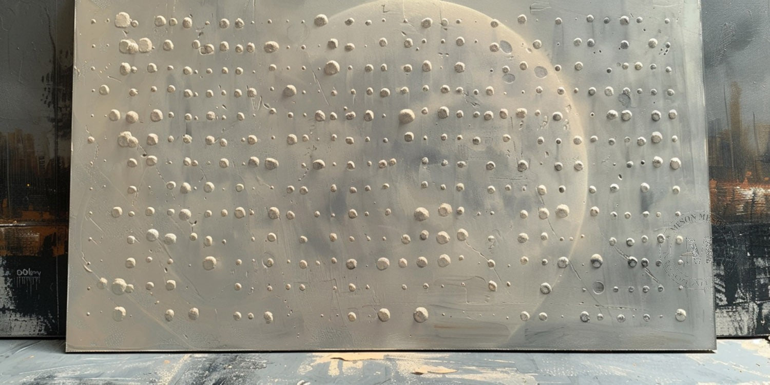 Wabi Sabi Neutral Moon Textured Wall Art, Large Minimal Abstract Canvas for Living Room