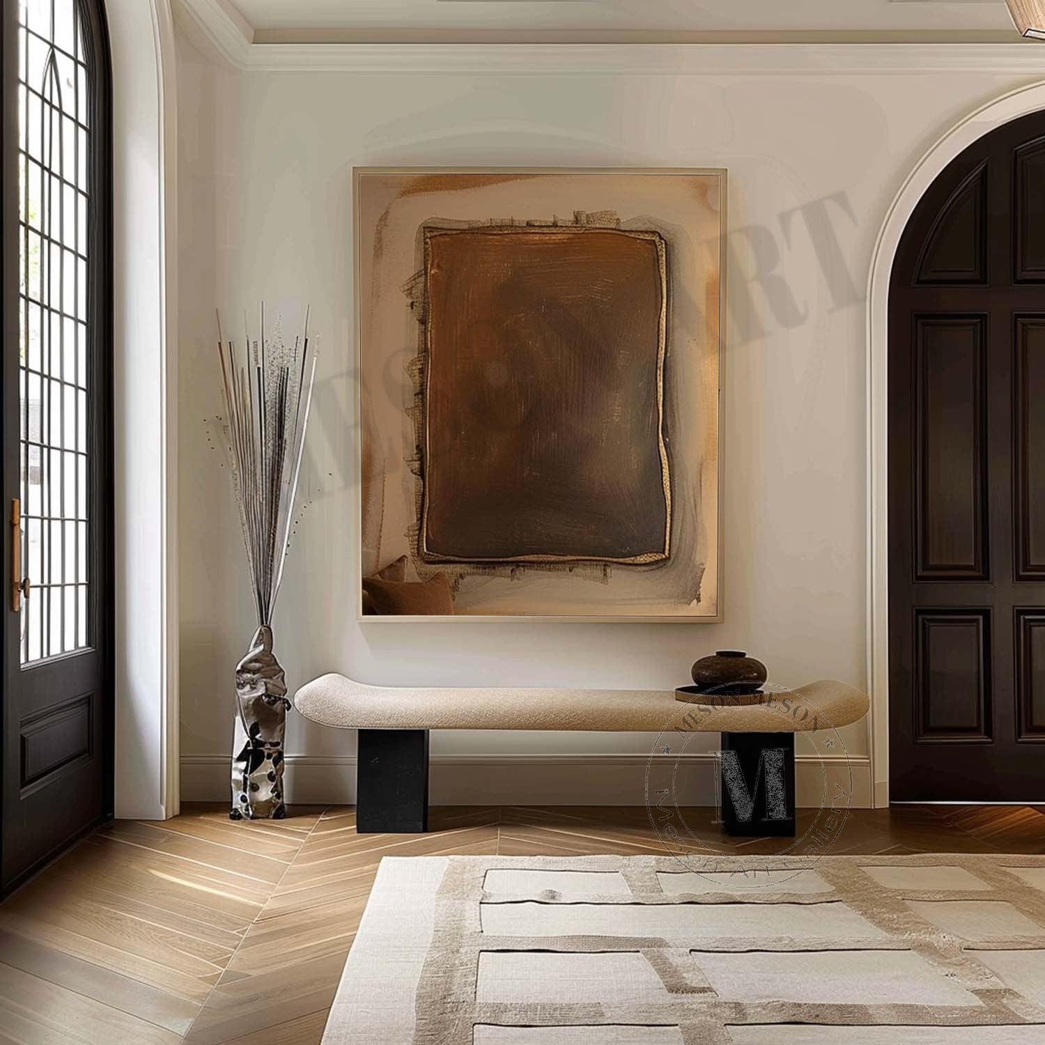 Wabi Sabi Brown Neutral Textured Wall Art, Minimal Abstract Canvas for Living Room Decor