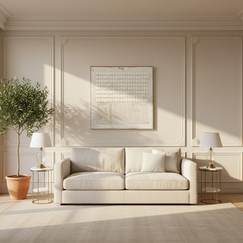 White Rhythm: Textured White Wabi Sabi Painting with 3D Geometric Relief