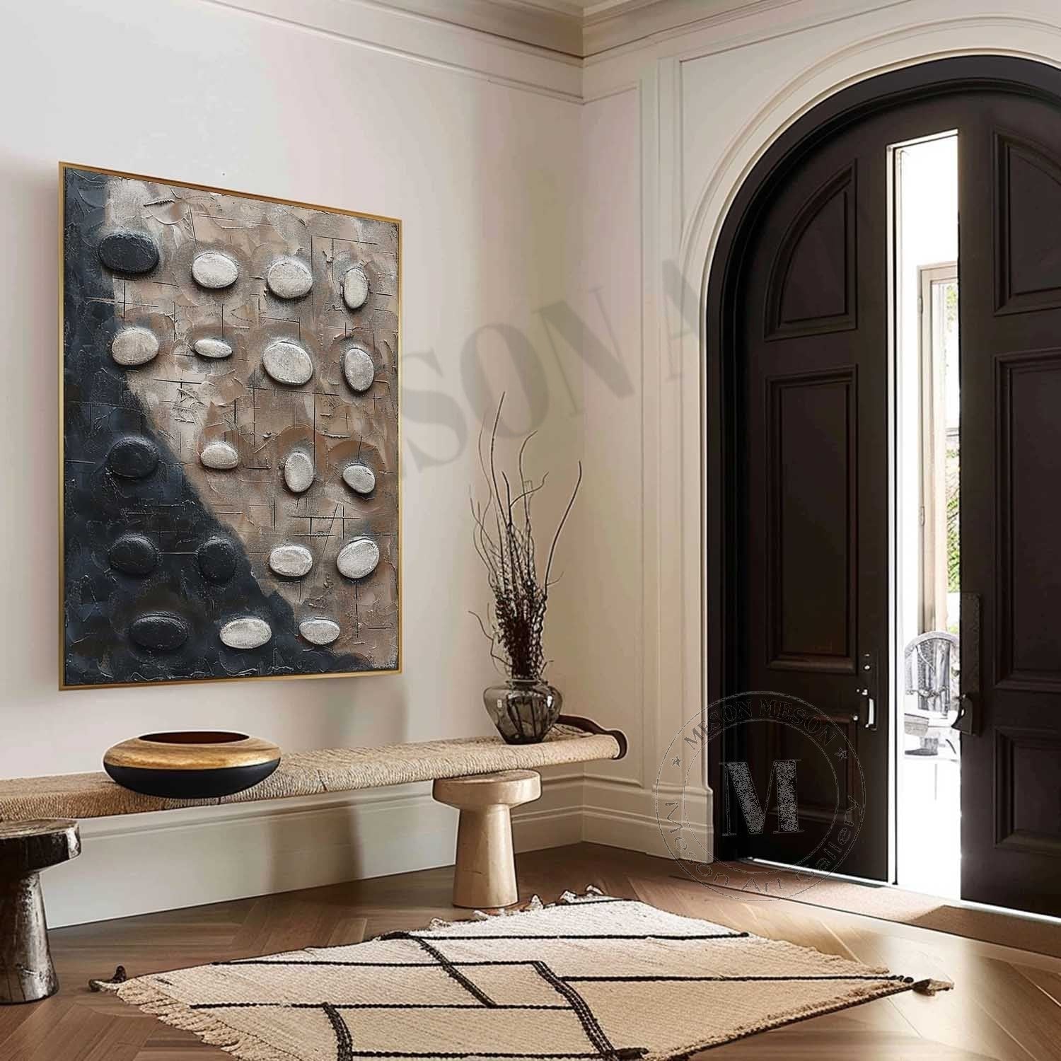 River Stones: A Wabi-Sabi Plaster Wall Art for Minimalist Decor