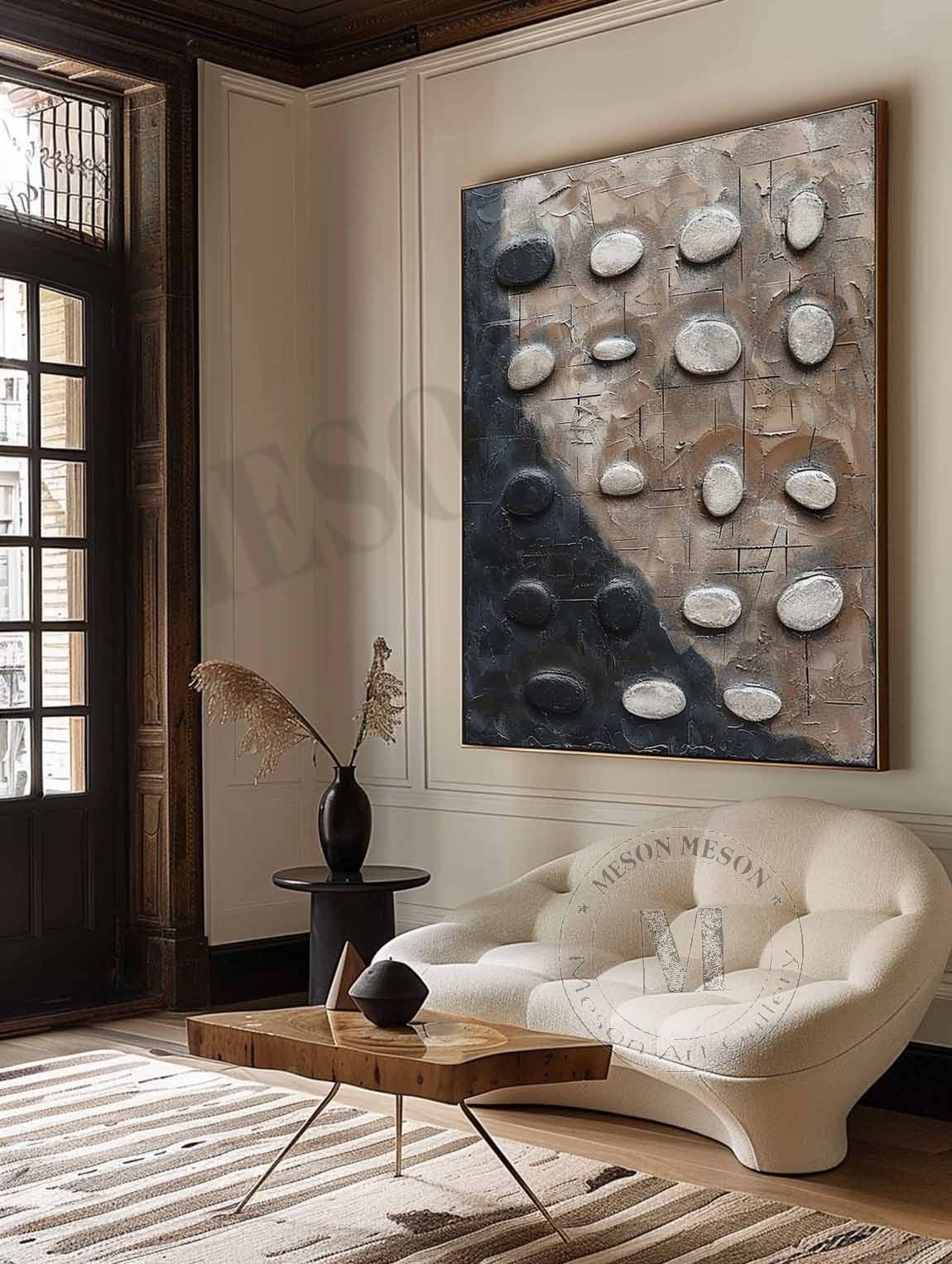 River Stones: A Wabi-Sabi Plaster Wall Art for Minimalist Decor