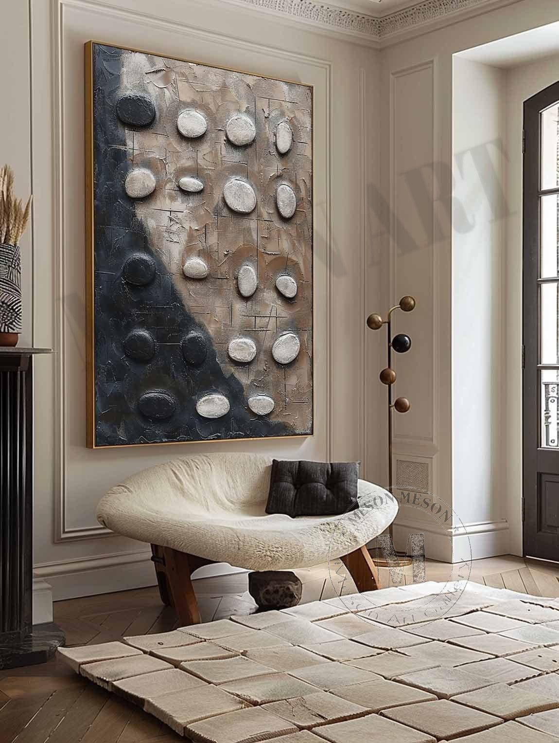 River Stones: A Wabi-Sabi Plaster Wall Art for Minimalist Decor