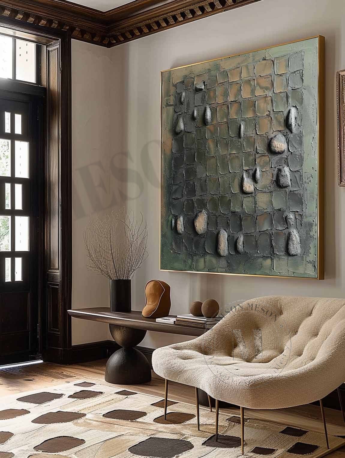 Zen Garden: A Textured Plaster Wall Art for Minimalist Home Decor