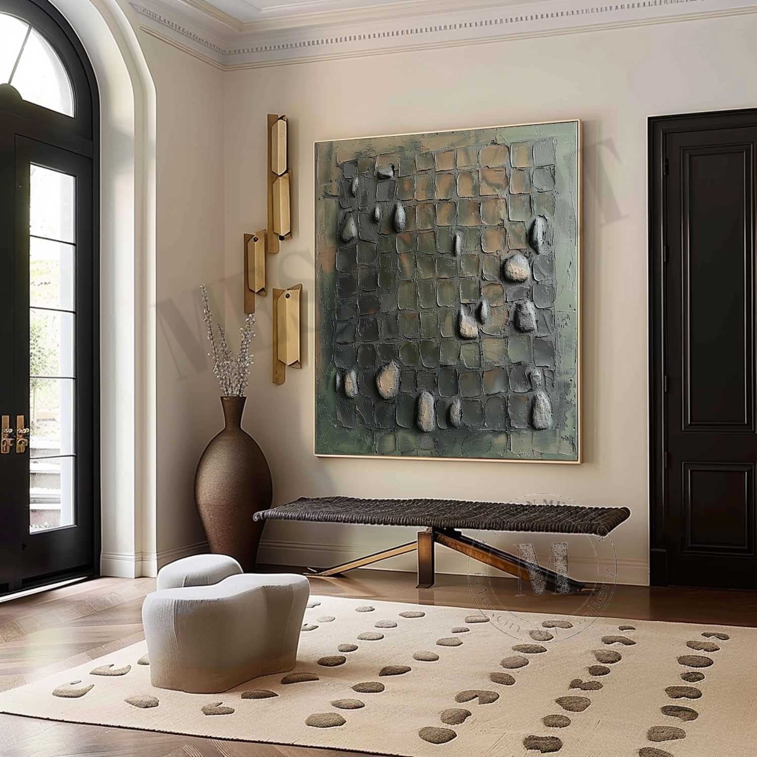 Zen Garden: A Textured Plaster Wall Art for Minimalist Home Decor