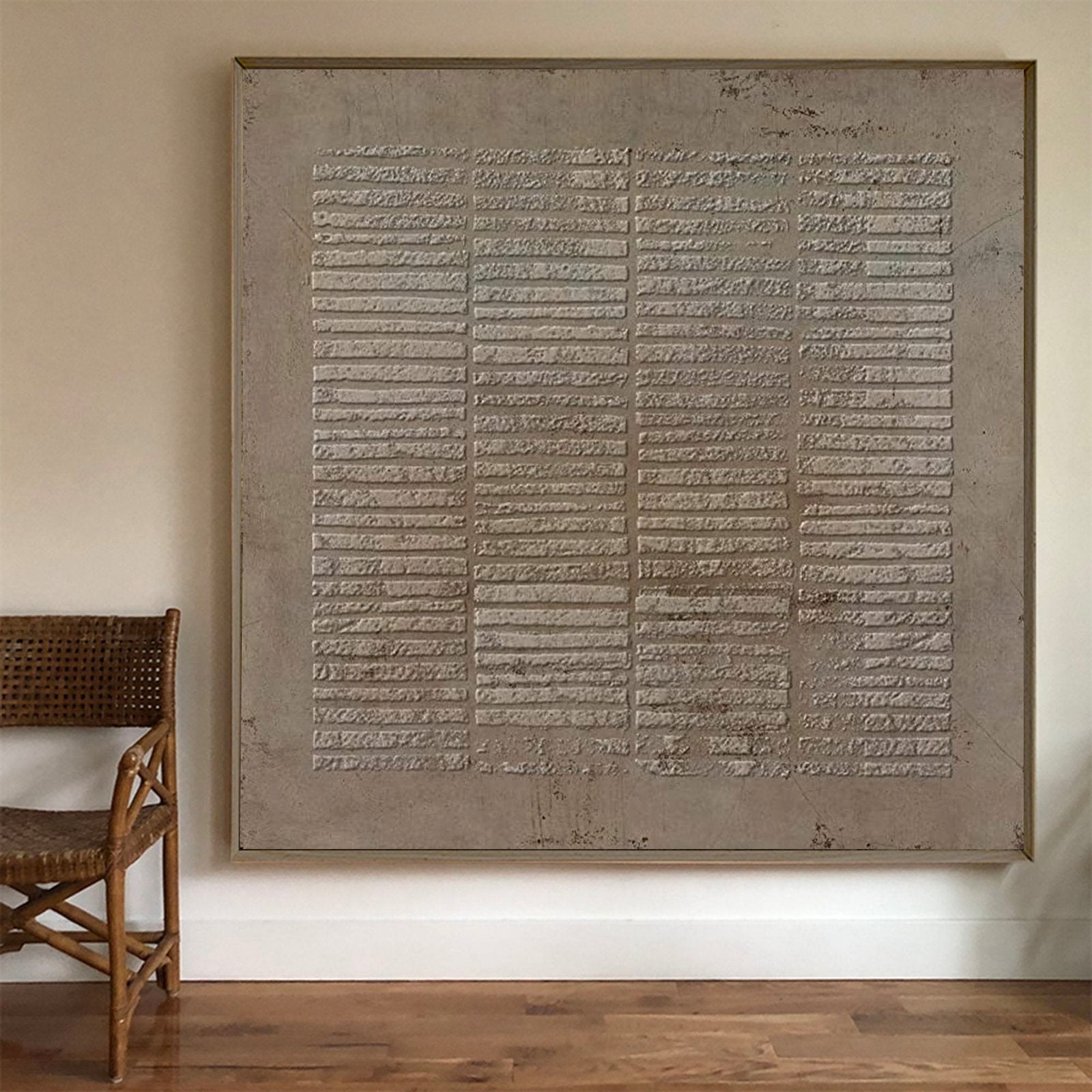 Ancient Script: A Wabi-Sabi Plaster Wall Art for Minimalist Decor