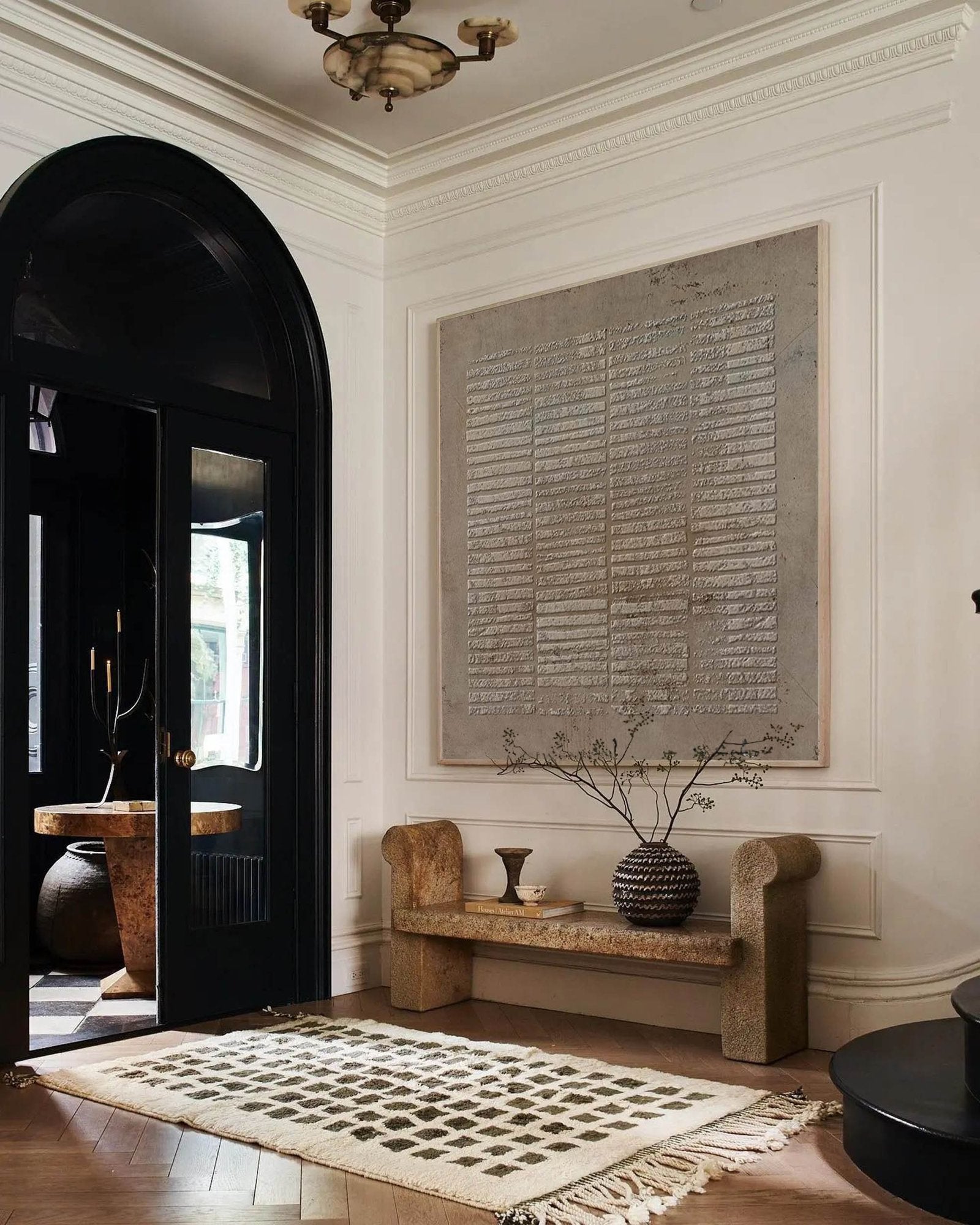 Ancient Script: A Wabi-Sabi Plaster Wall Art for Minimalist Decor