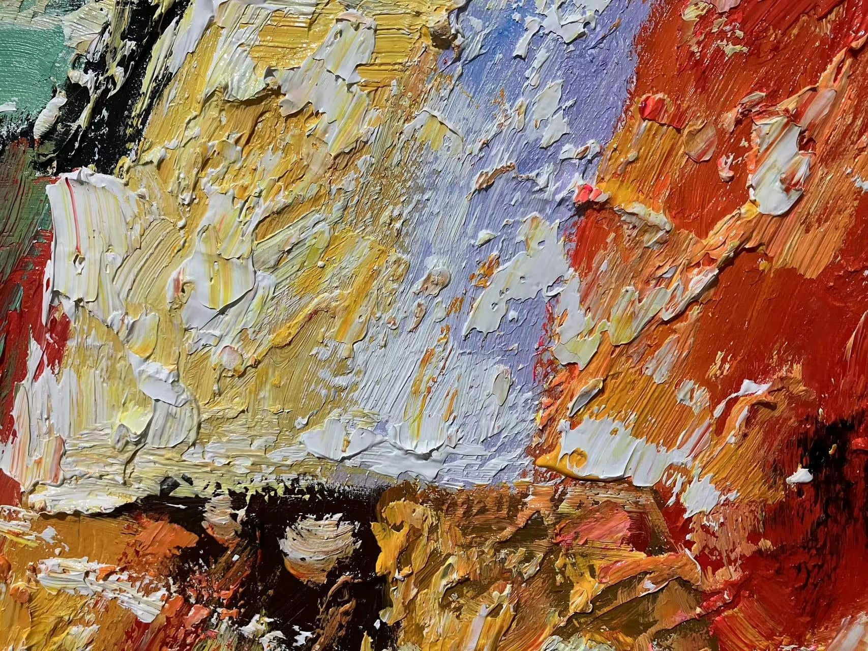 Urban Reflections: A Vibrant Abstract Cityscape Art for Dining Room