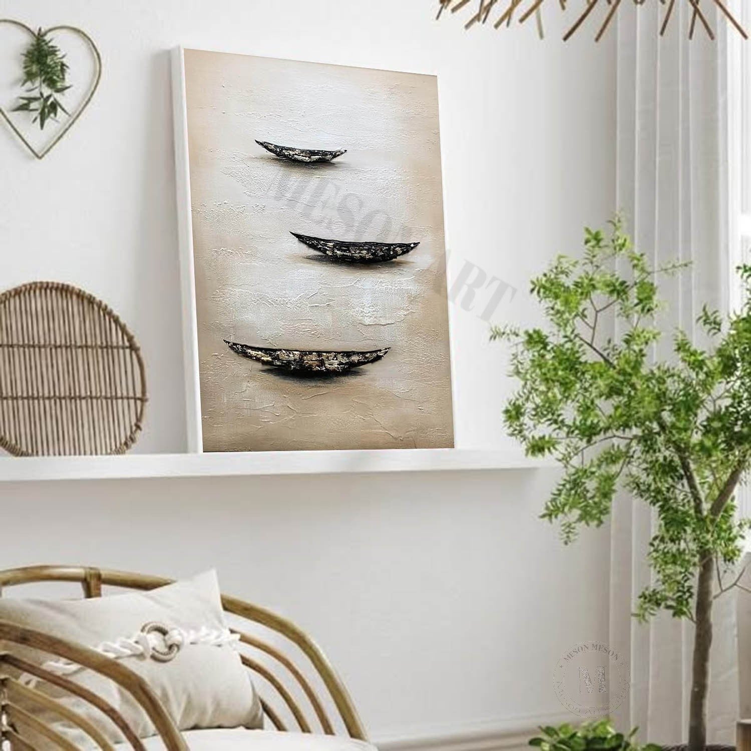 Silent Fleet: A Textured Coastal Abstract Wall Art for Your Hallway