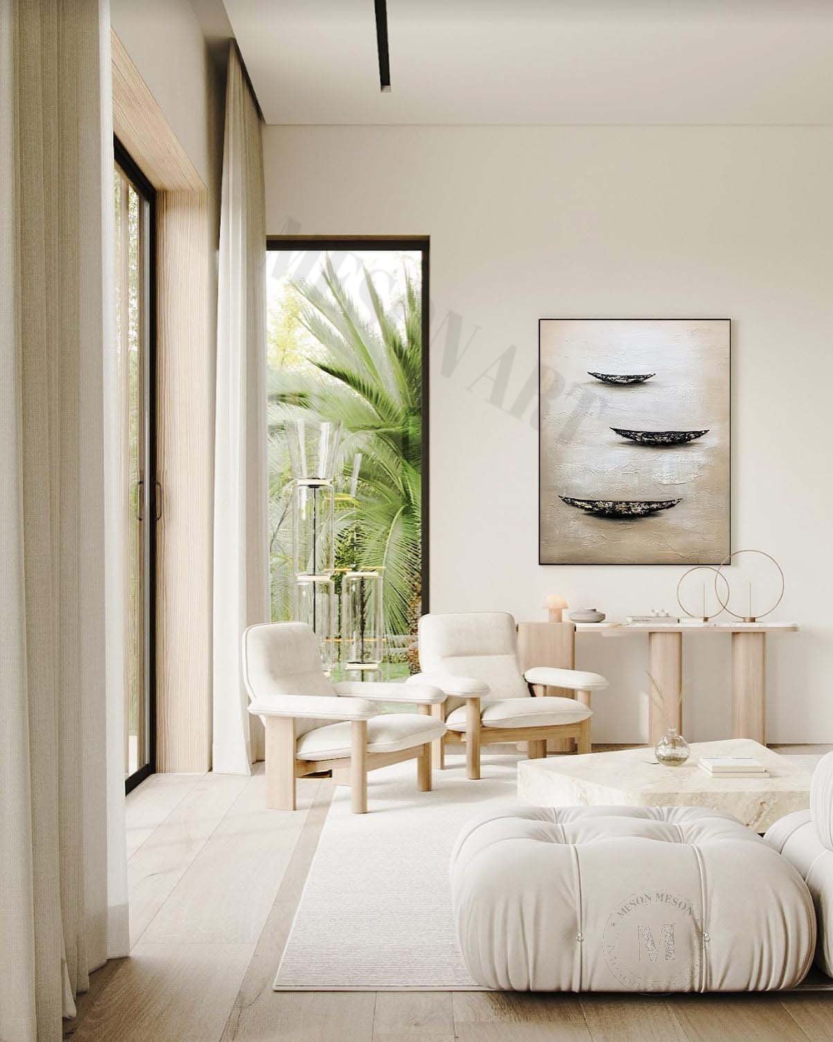 Silent Fleet: A Textured Coastal Abstract Wall Art for Your Hallway