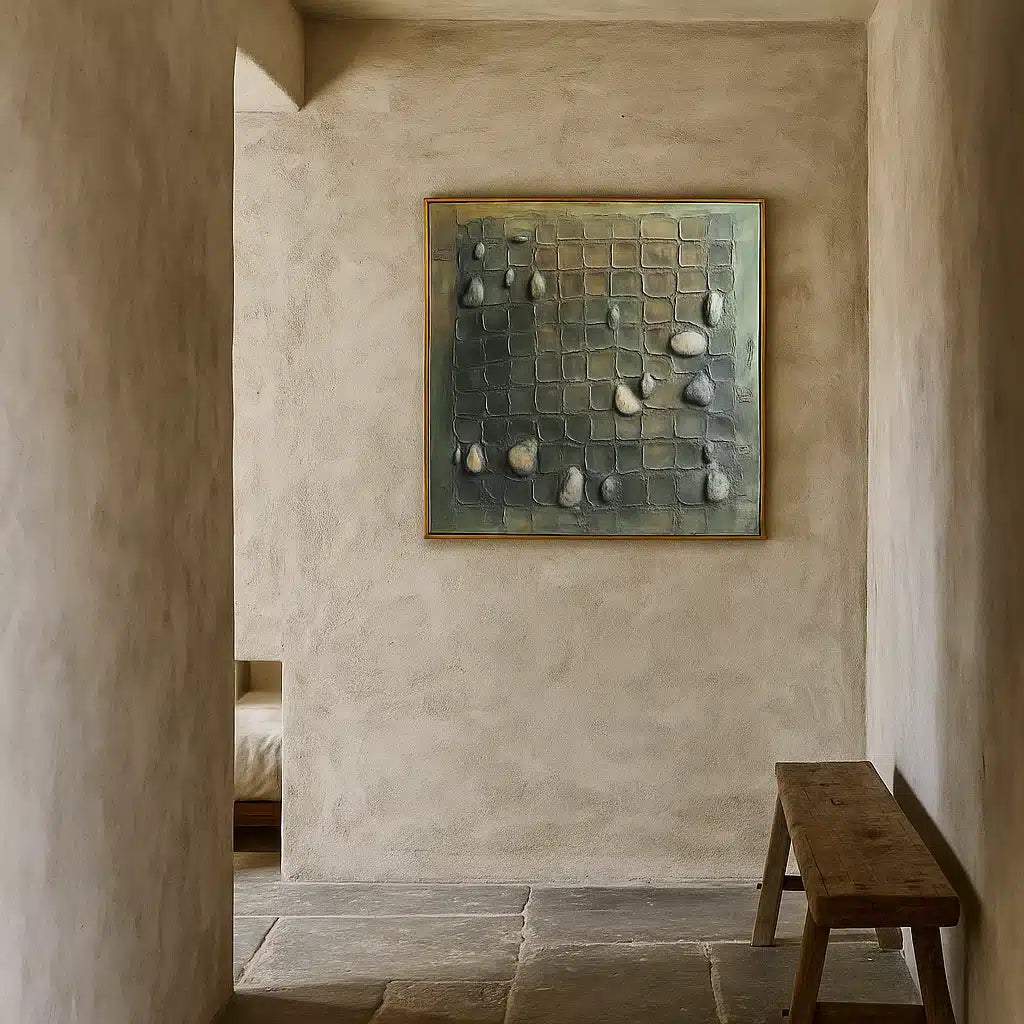 Zen Garden: A Textured Plaster Wall Art for Minimalist Home Decor