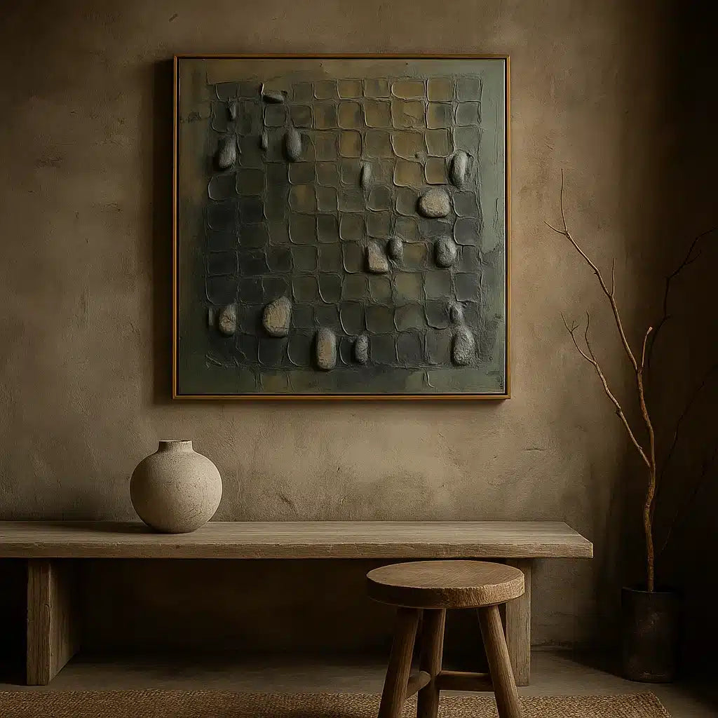 Zen Garden: A Textured Plaster Wall Art for Minimalist Home Decor