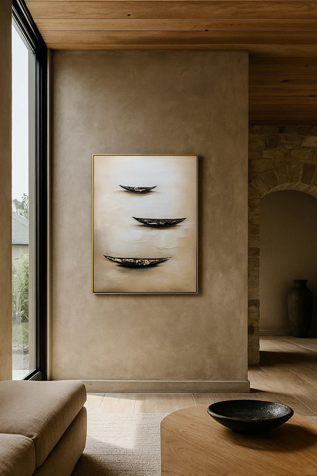 Silent Fleet: A Textured Coastal Abstract Wall Art for Your Hallway