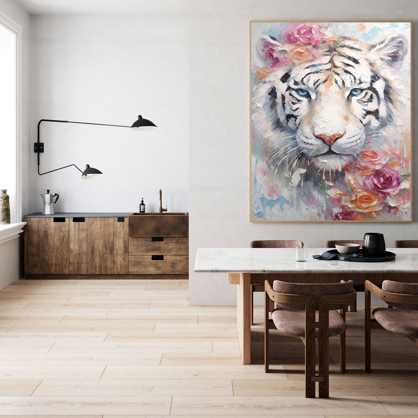 Serene Bloom: Textured Abstract Floral Paintings for Bedroom Decor