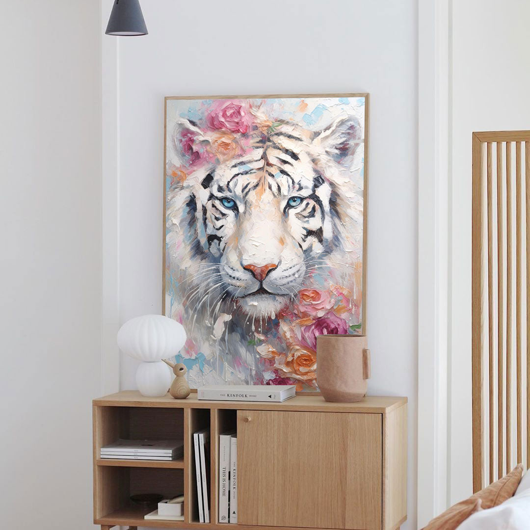 Serene Bloom: Textured Abstract Floral Paintings for Bedroom Decor